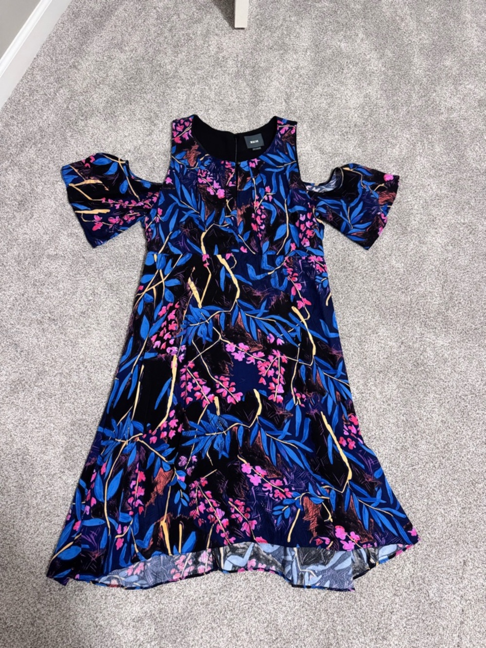 NWOT Anthropologie Maeve Elia Cold Shoulder Tropical Dress, Size 14